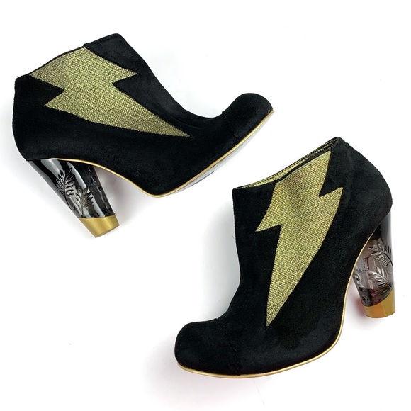 Irregular Choice Shoes - Irregular Choice Black Suede Honey Blossom Booties
